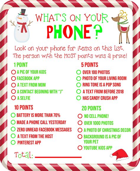 What S In Your Phone Game Free Printable